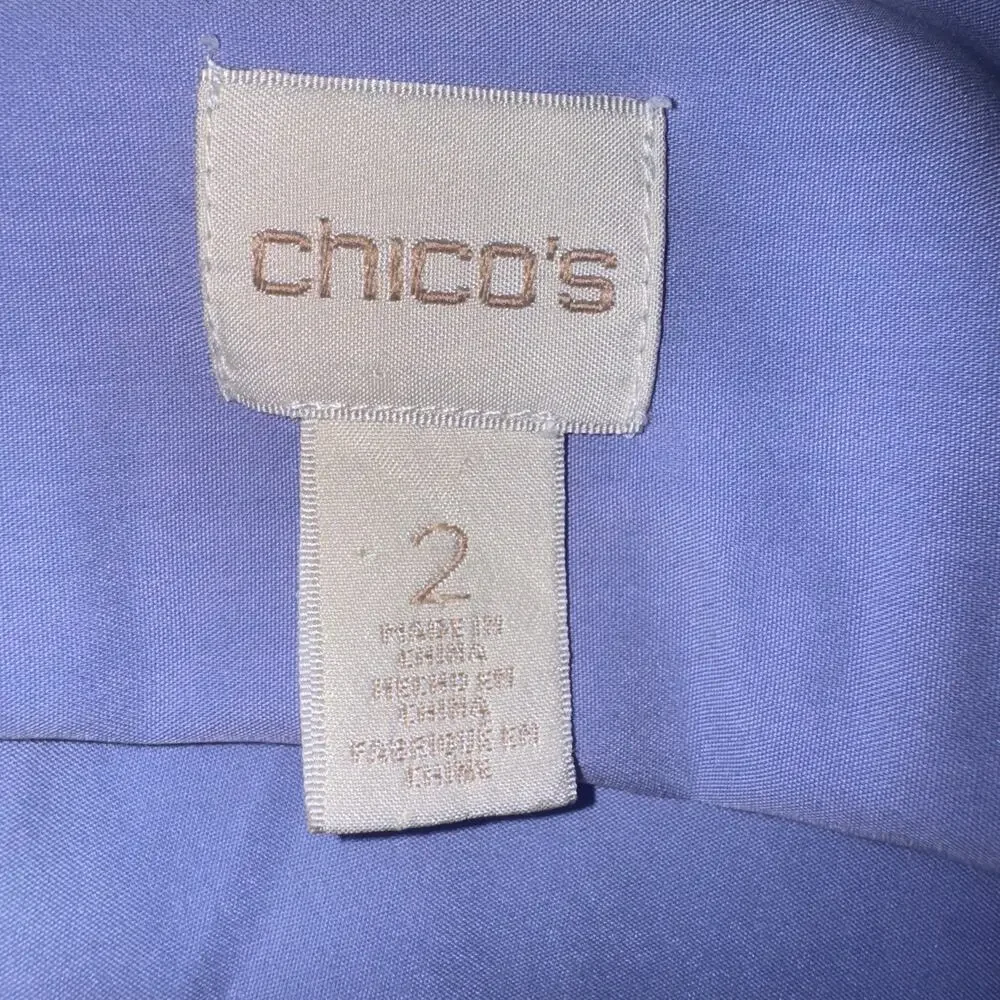 Chico’s  Button Up Tunic w/Roll tab sleeves Sz L (Chico’s Sz 2) in Lilac - Picture 6 of 10